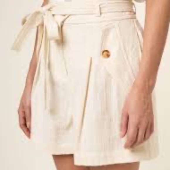 FRNCH Paris Millena Paper Bag Waist Shorts Sz L Cream Cotton NWT - Picture 1 of 14